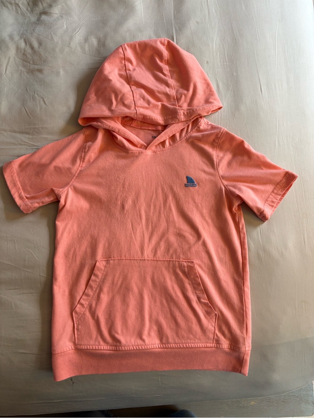 Carter's Coral Short-Sleeve Hooded Tee with Sailboat Embroidery